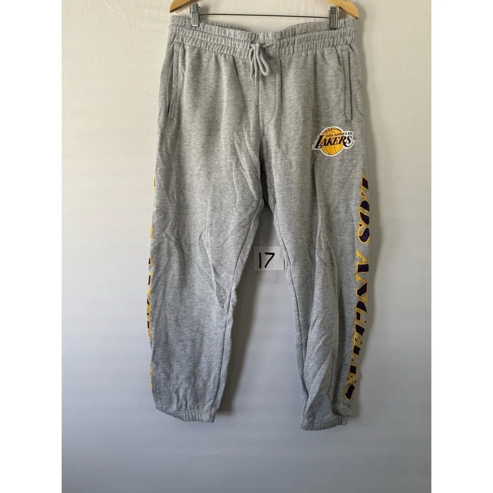 LA Lakers Jogger Sweatpants NBA Licensed Gray Large
